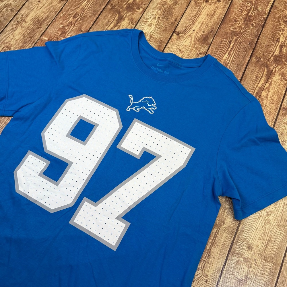 Nike Detroit Lions Aidan Hutchinson T Shirt Mens Medium Blue Graphic Tee